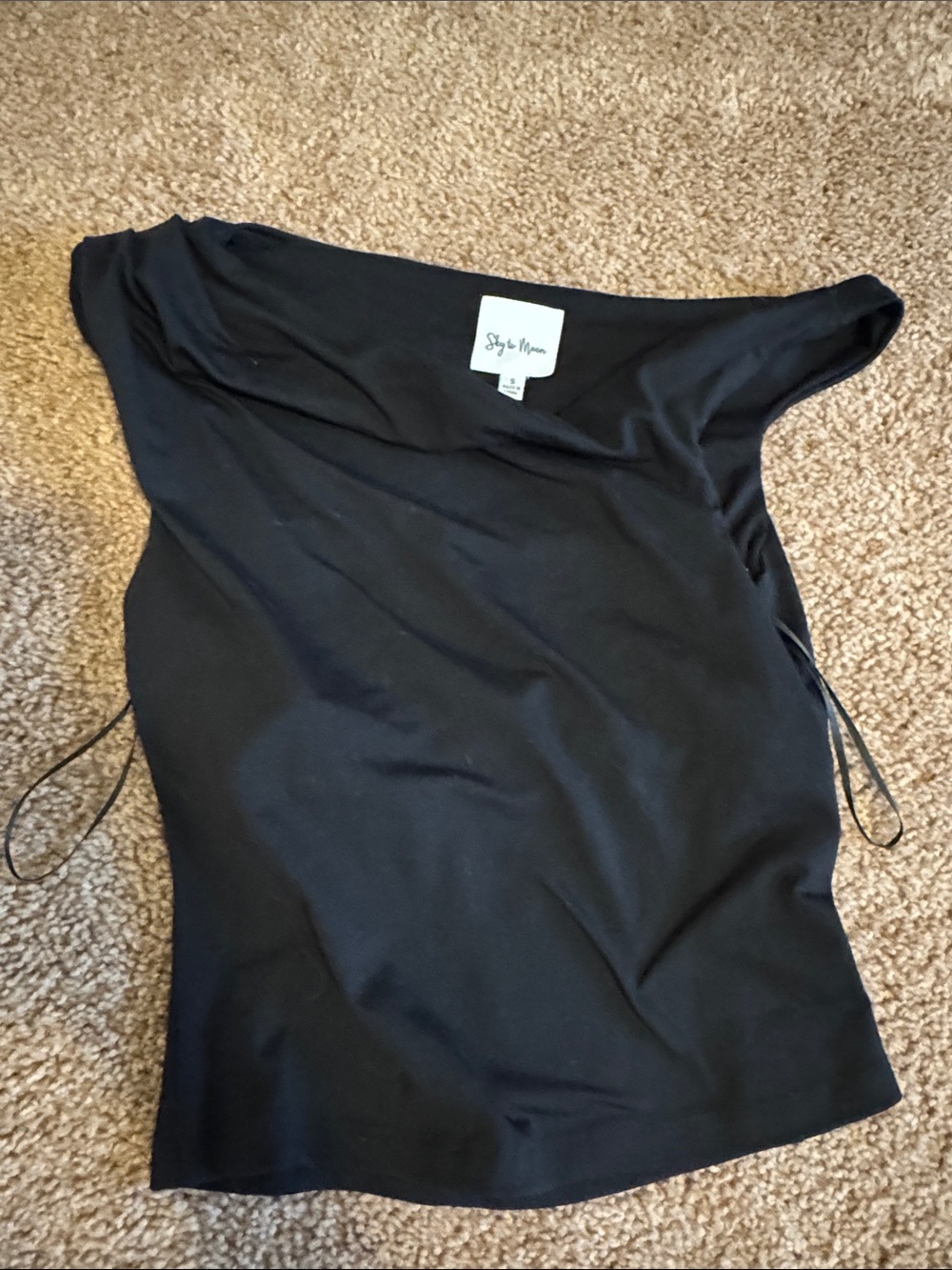 Black One-Shoulder Tank Top with Built in Bra